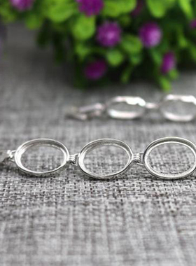 s925纯银手链空托diy绿松石银饰