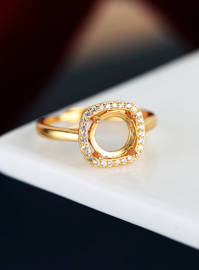 铂银满楼925银戒指空托镶嵌珍珠