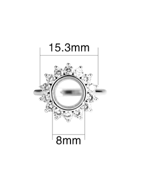 纯银戒指空托镶嵌圆形翡翠戒托女