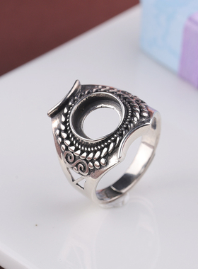 戒托复古s925银托 绿松 空托 蜜蜡