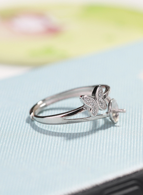 圆珠戒托s925纯银戒指女戒指托