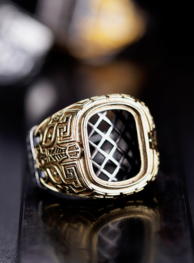 全新925纯银戒指空托复古蜜蜡