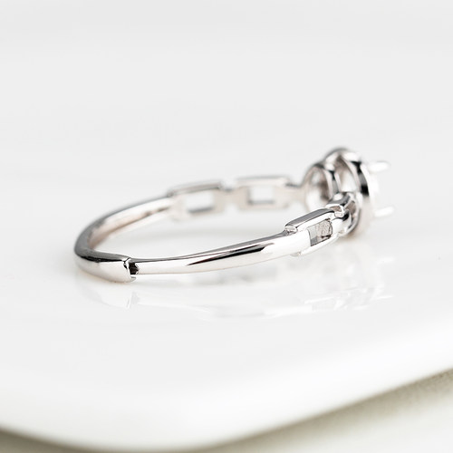 S925纯银戒指空托女diy镶嵌翡翠玉石绿松石宝石圆形小戒面戒托4*4 - 图2