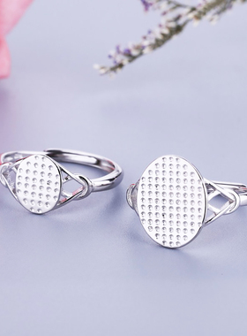 镶嵌蜜蜡翡翠玉石随形貔貅银戒托