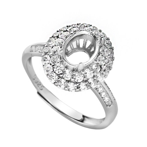 S925纯银戒指空托轻奢diy翡翠水晶镶嵌切面尖戒面戒托5*7 6*8 7*9 - 图3