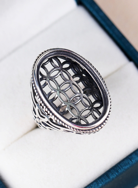 S925纯银戒指空托镶嵌绿松石戒托