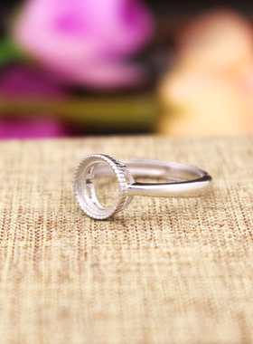 diy925银琥珀蜜蜡玉石戒指空托