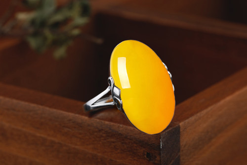 S925纯银戒指托戒托女款镶嵌蜜蜡戒托空托复古戒指托 12*18 14*24 - 图1