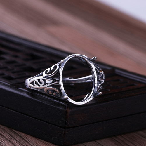 s925纯银戒指空托7*9 8*10 10*13 11*14 12*15 13*16镶嵌蜜蜡戒托 - 图1