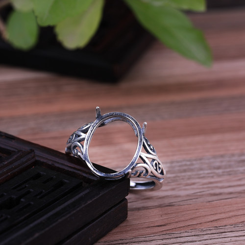 s925纯银戒指空托7*9 8*10 10*13 11*14 12*15 13*16镶嵌蜜蜡戒托 - 图2