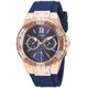 Gass Silicone Rose Gold Diamond Couple Watch