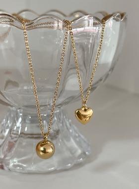 18K金色爱心金珠项链女短款小众设计高级感桃心吊坠锁骨链颈链