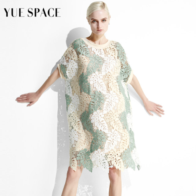 Yuespace hollow ເສື້ອ lace printed ຄົນອັບເດດ: ແຂນສັ້ນ