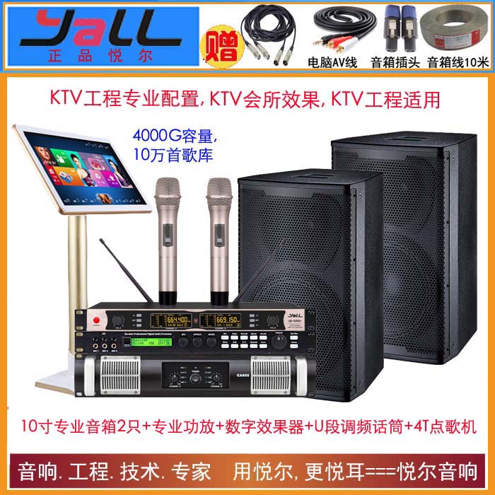 yall悦尔 10寸专业KTV音箱 高端酒店会所工程包房卡接OK音响KP610 - 图0