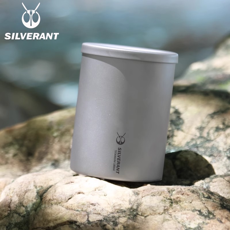 SILVERANT银蚁纯钛茶具个人专用泡茶杯户外钛茶具180ML茶水分离器 - 图1