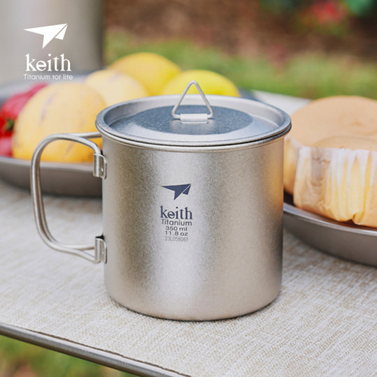 铠斯便携单层钛杯折叠纯钛水杯咖啡杯户外野餐杯子茶杯宽口马克杯