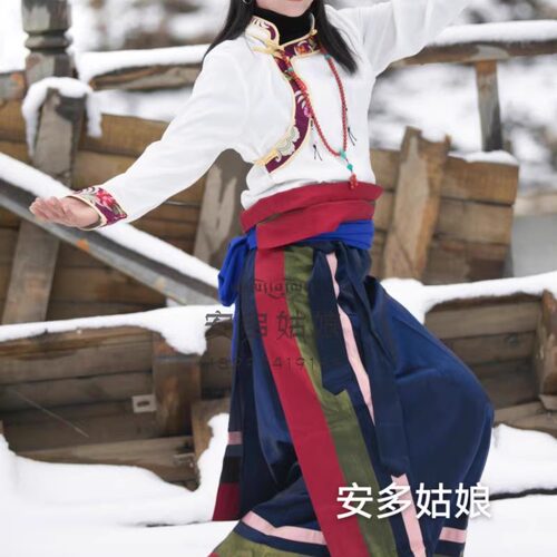 安多姑娘推荐西藏藏族藏裙女三边彩条半身裙薄款裙子光面半裙包邮 - 图1