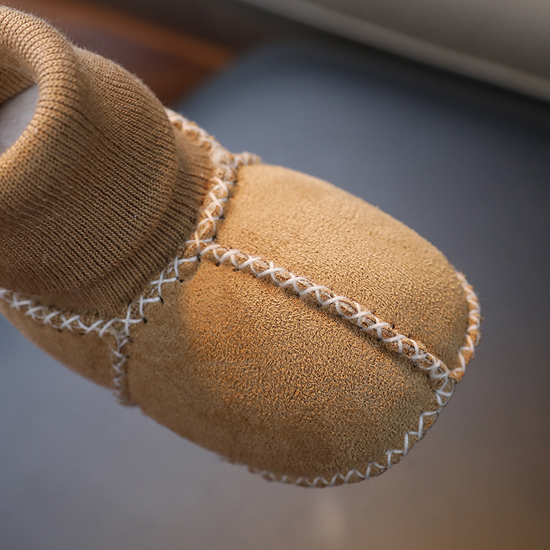 仿皮毛一体宝宝鞋袜婴儿保暖秋冬季软底袜套步前鞋子0-3-6-12个月 - 图2