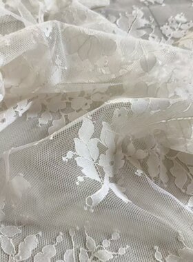 蕾丝花边睫毛定位本白色镂空轻薄手工DIY高端制衣布料面料裁剪