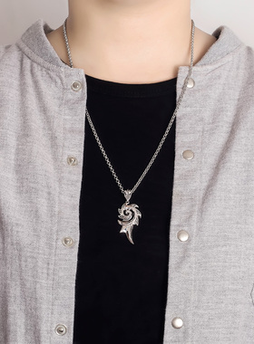 男士日韩风纯银饰品吊坠项链现货