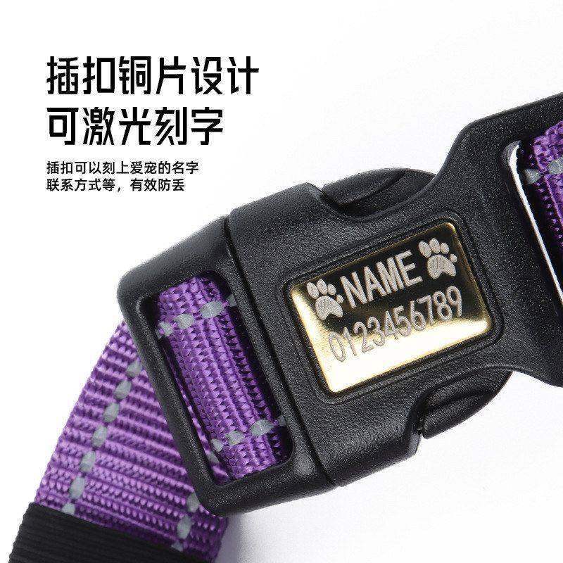 跨境新款宠物项圈防挣脱反光防丢狗狗项圈可调节可刻字宠物牵引绳,淘宝优惠券,粉丝福利购,淘宝优惠卷
