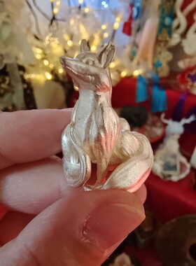 灵缘 九尾狐纯银 雕刻定制狐氏摆件