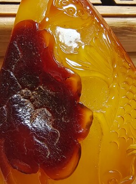 转角遇到缘 天然红皮蜜蜡琥珀 满蜜无优化 年年有余 幸运锦鲤吊坠