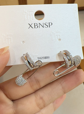 耳环女多彩别针耳钉银回形针个性耳饰轻奢气质小众礼物潮