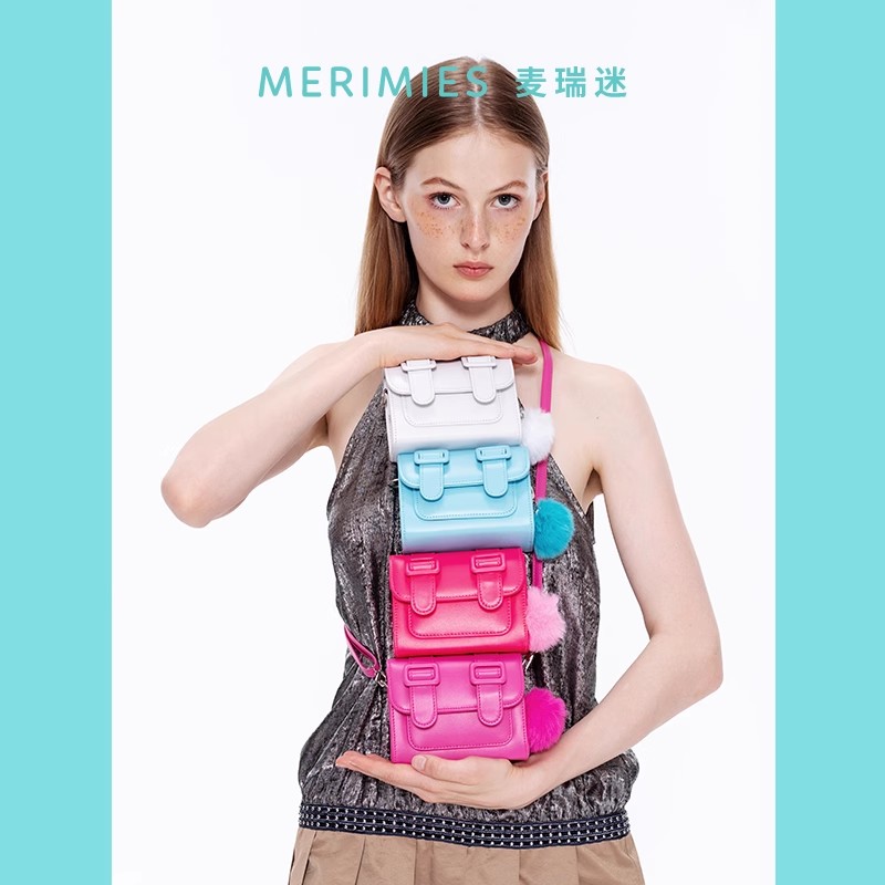 merimies泰国剑桥包正品mini绒球邮差包斜挎迷你小方包青年女包包-图0