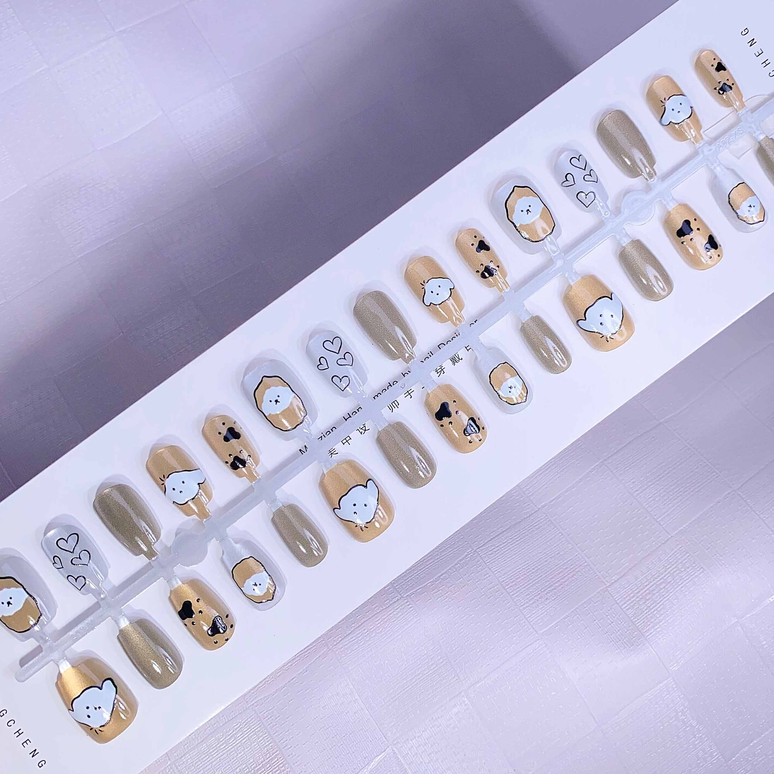 紫色卡通猫咪指甲贴穿戴式美甲片手工预制甲片分码条装穿戴甲,淘宝优惠券,粉丝福利购,淘宝优惠卷