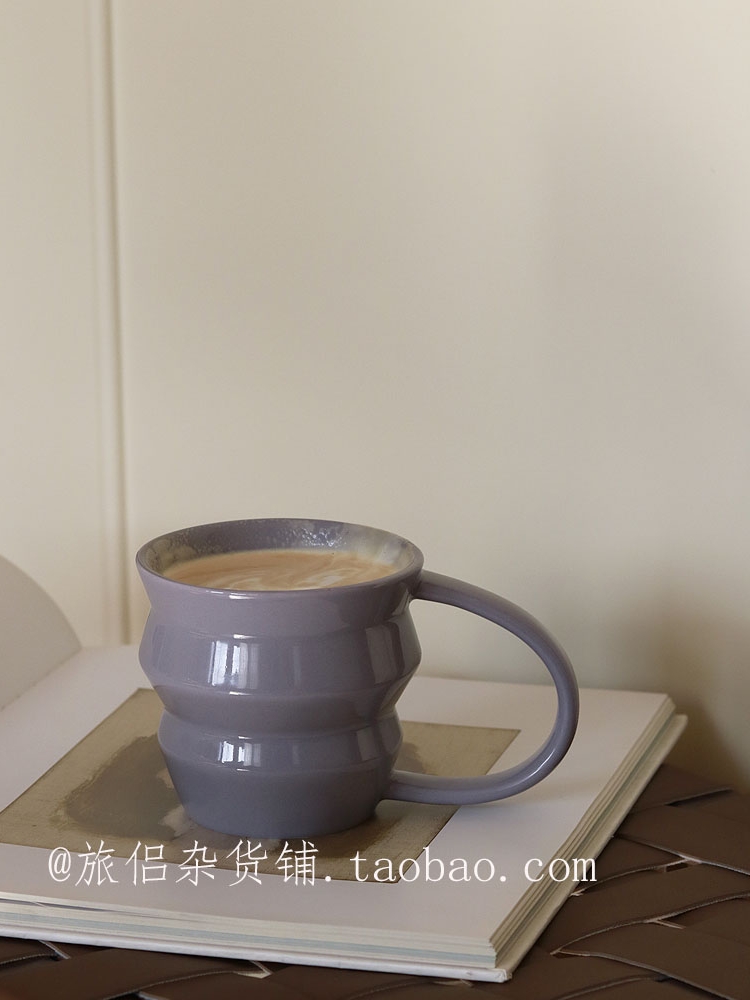 旅侣杂货铺复古小众设计款塔塔杯陶瓷马克杯咖啡拿铁杯拉花杯礼物-图2