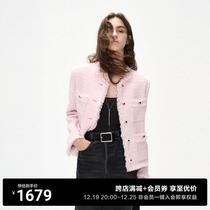 MOCO2023 Winter New reworked Woven With Glitter Pad Shoulder Box Handcrafted Lafur Coat MBC4COT041