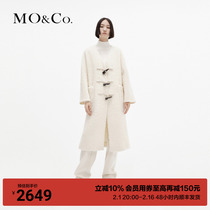 MOCO2023 Winter New Pint Wool Blend Loop Suede V Collar Horn Buttons Long big coat jacket MBC4OVCT01