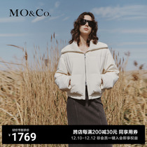 (90% duck suede) MOCO2023 autumn new product big turn collar double start zipper short down suede MBC3EINT05
