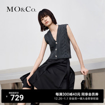 MOCO Fall Knit Vest Horse Chia Cardiopus V Collar Twist Floral Wool Blend MBB3CAR001 Light Soft Patch Muscle