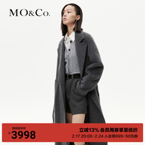 MOCO2023 winter new product with cotton wool sheep camel hair long fur coat jacket MBC4OVC015 with belt