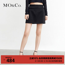 MOCO summer New Pine acetate blend high waist half body skirt minimalist black MBB2SKTT06