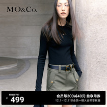 MOCO2023 autumn new pint M letter metal octopus arc down hem with long sleeve positive shoulder T-shirt MBC3TEET18