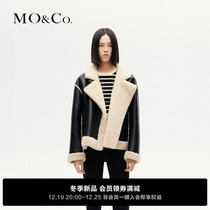 MOCO2023 Winter New Pint Rock Leather Loop High Neckline Collars Leather Plush Locomotive Jacket Jacket MBC4COT035