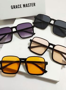 网红复古半框太阳镜时女尚新款方型大框ins网红太阳眼镜潮墨镜