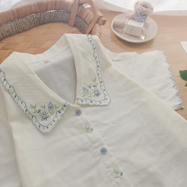 Fresh Zhilan embroidered ເສັ້ນດ້າຍຝ້າຍແບບຈີນ pajamas wearable