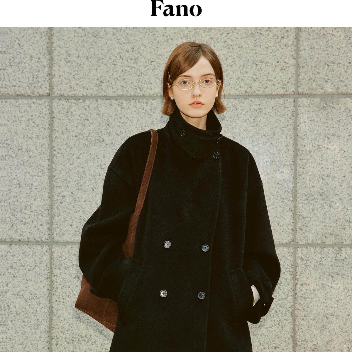 范洛Fano 英伦智性风极简廓形斗篷式毛呢外套女冬季高级感大衣女,淘宝优惠券,粉丝福利购,淘宝优惠卷