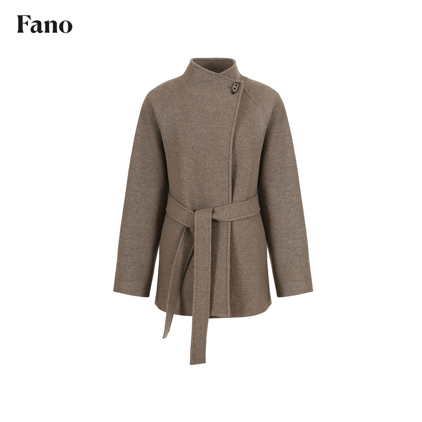 范洛Fano 49羊毛慵懒松弛感系带立领设计牛角扣毛呢短外套女2025,淘宝优惠券,粉丝福利购,淘宝优惠卷