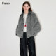 Fano niche one-piece, two-wear imitation wool fur splicing plaid woolen loose drawstring jacket for women winter