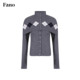 Fano ພາກຮຽນ spring ໃຫມ່ອັງກິດ retro ຊັ້ນ rhombus jacquard cape knitted cardigan ເທິງສອງສິ້ນ