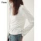 Fan Luo French minimalist style raw edge imitation cashmere T-shirt