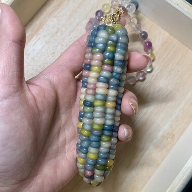 文玩七彩宝石玉米纯手工手制作
