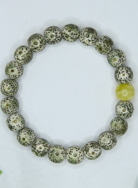 原生态石玉料星月菩提子手串海南绿阴皮正月男女单圈佛珠手串链