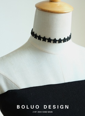 原创暗黑原宿黑色星星锁骨链