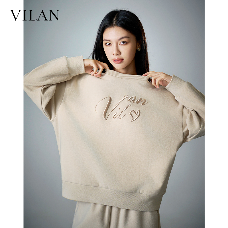 vilan/慧兰运动套装女加厚秋冬气质新款休闲时尚加绒卫衣女两件套